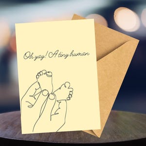 Funny Baby Shower Card, Tiny Human, New Mom Cute Pregnancy Greeting Card Gender Neutral Gift for Mom to Be Expecting Mother Card