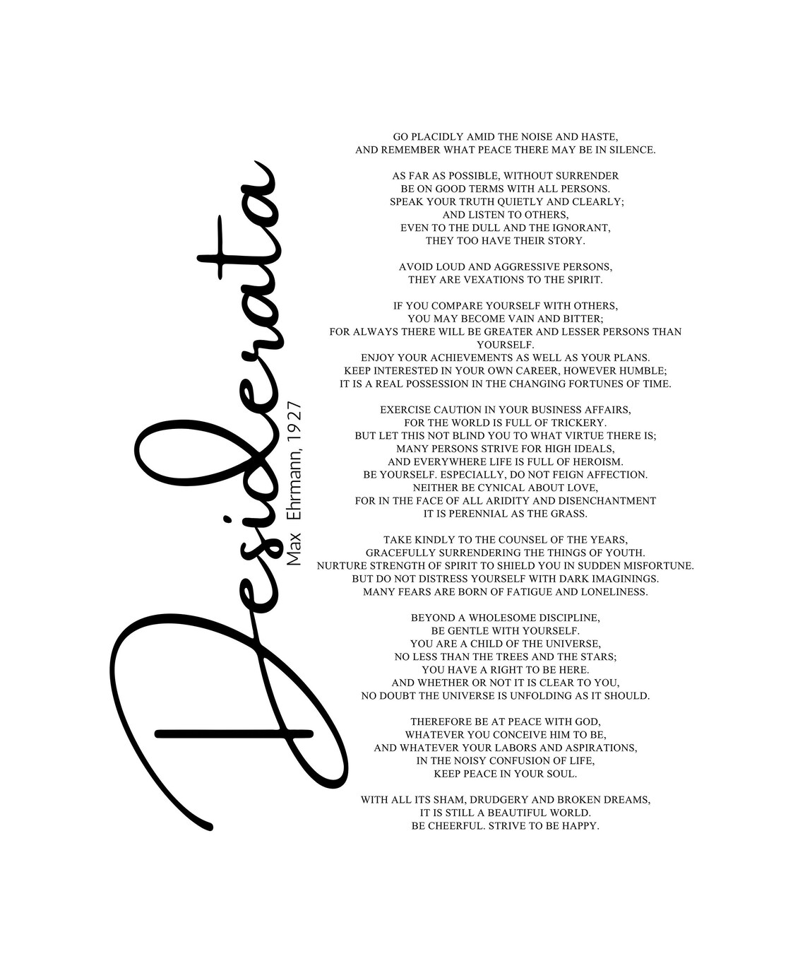 Desiderata inspirador poema impresión Para la decoración del | Etsy