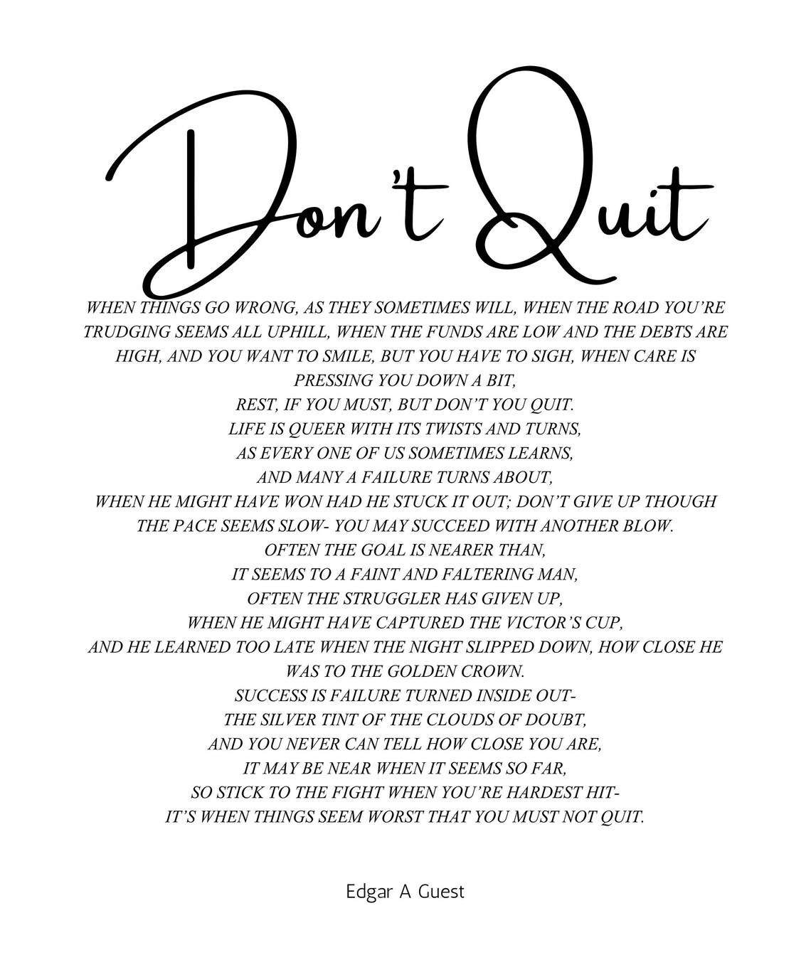 Don T Quit Poem Printable Printable World Holiday