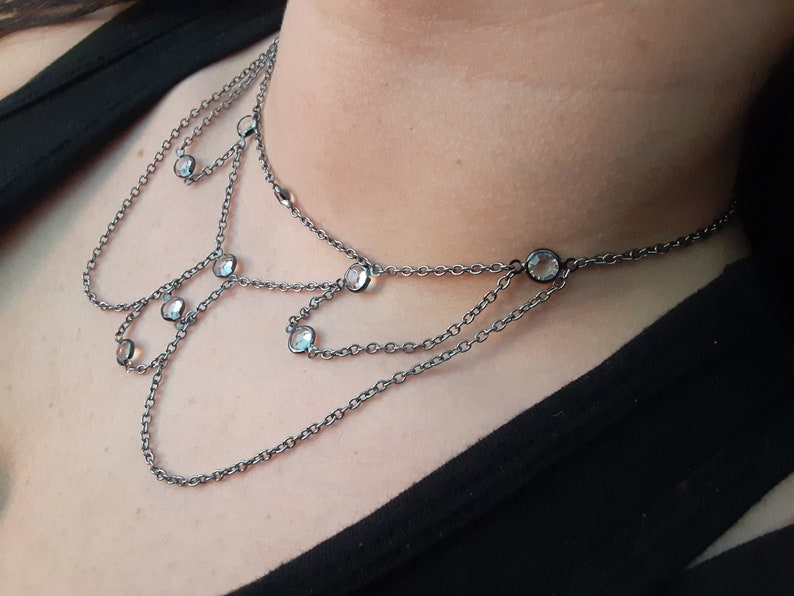 Black chain choker Celestial Drip starlight design