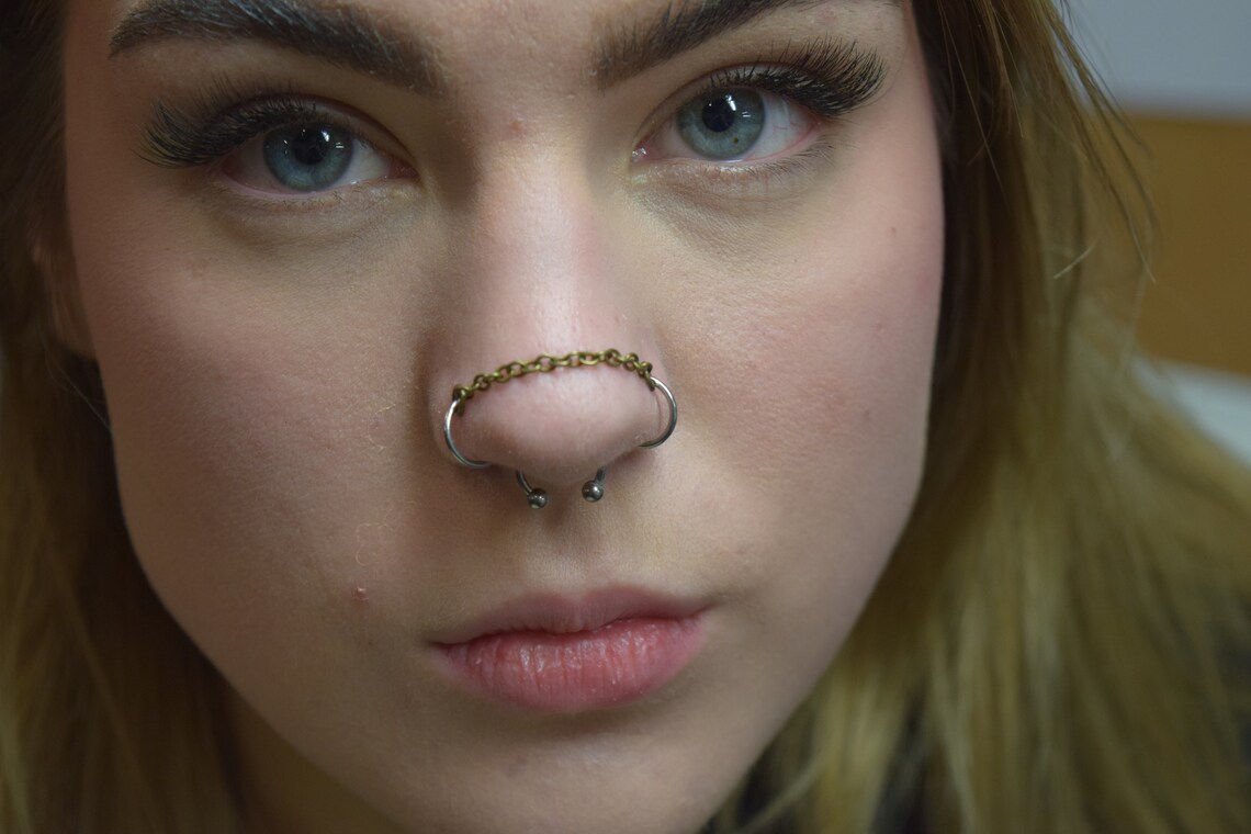 Nose Chain for Double Nostril Piercing. Etsy