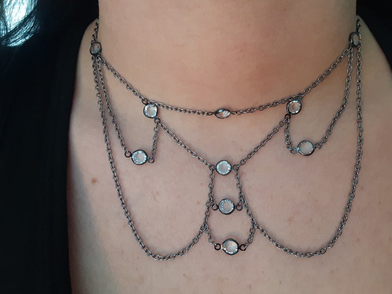 Black chain choker Celestial Drip starlight design