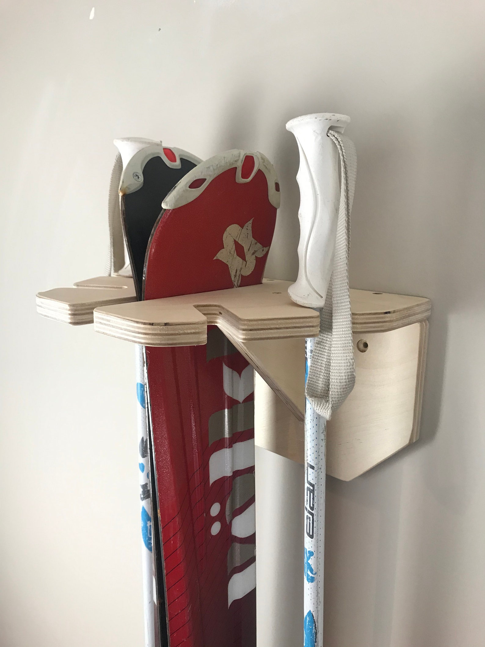 Individual Ski Rack Wall Mount / Wooden Ski Storage / Handmade Etsy