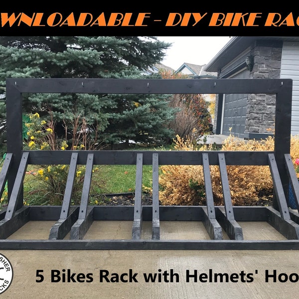 DIY Five Bike Rack Plans/Wooden Bike Stand Tutorial/Handmade Bike Holder Project/Do It Yourself Bicycle Parking-PDF File Instant Download