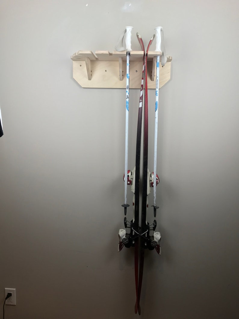 Double Ski Rack Wall Mount / Wooden Ski Storage / Handmade Ski Etsy