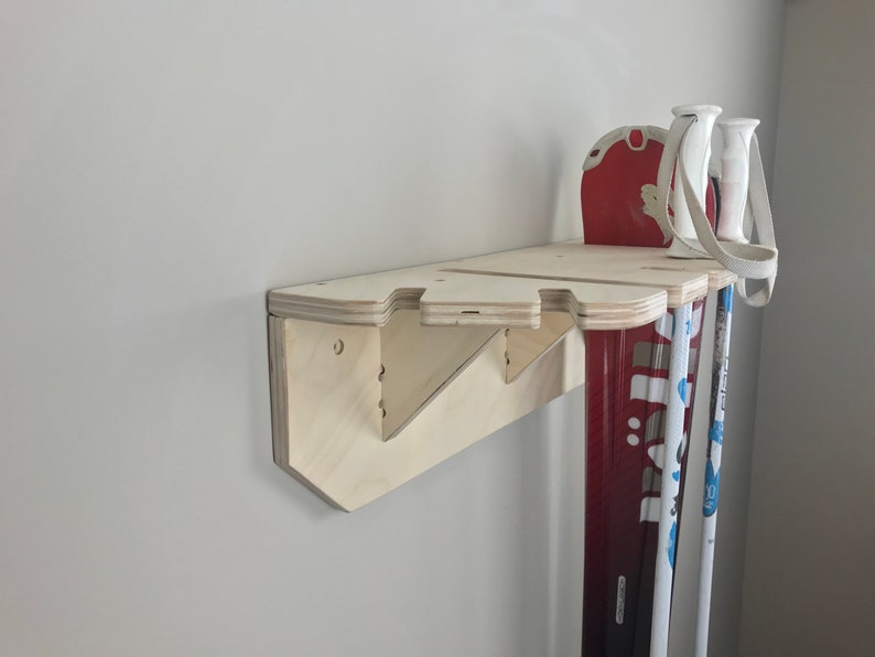 Double Ski Rack Wall Mount / Wooden Ski Storage / Handmade Ski Etsy