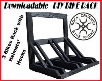 DIY Triple Wooden Bike Rack Plans - Handmade Stand Tutorial - Bicycle Holder Project - Instant Download PDF Digital File