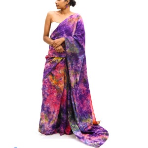 Purple Hues Tie Dye Saree High Quality 100% Cotton Super - Etsy