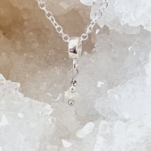 Pendentif diamant brut unique Collier chaîne argent massif Perle Vision Pureté Pierre naturelle Charme Cadeau femme Cadeau anniversaire