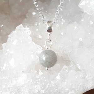Unique Labradorite Pendant Solid Silver Chain Necklace Pearl Protection Charm Natural Stone Women&#39;s Birthday Gift