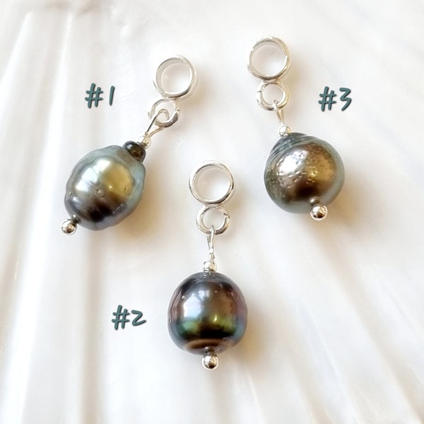 Pendentif perle noire de tahiti au choix 8-9 mm Collier chaîne argent massif Charme perle noire unique Polynésie Cadeau femme anniversaire