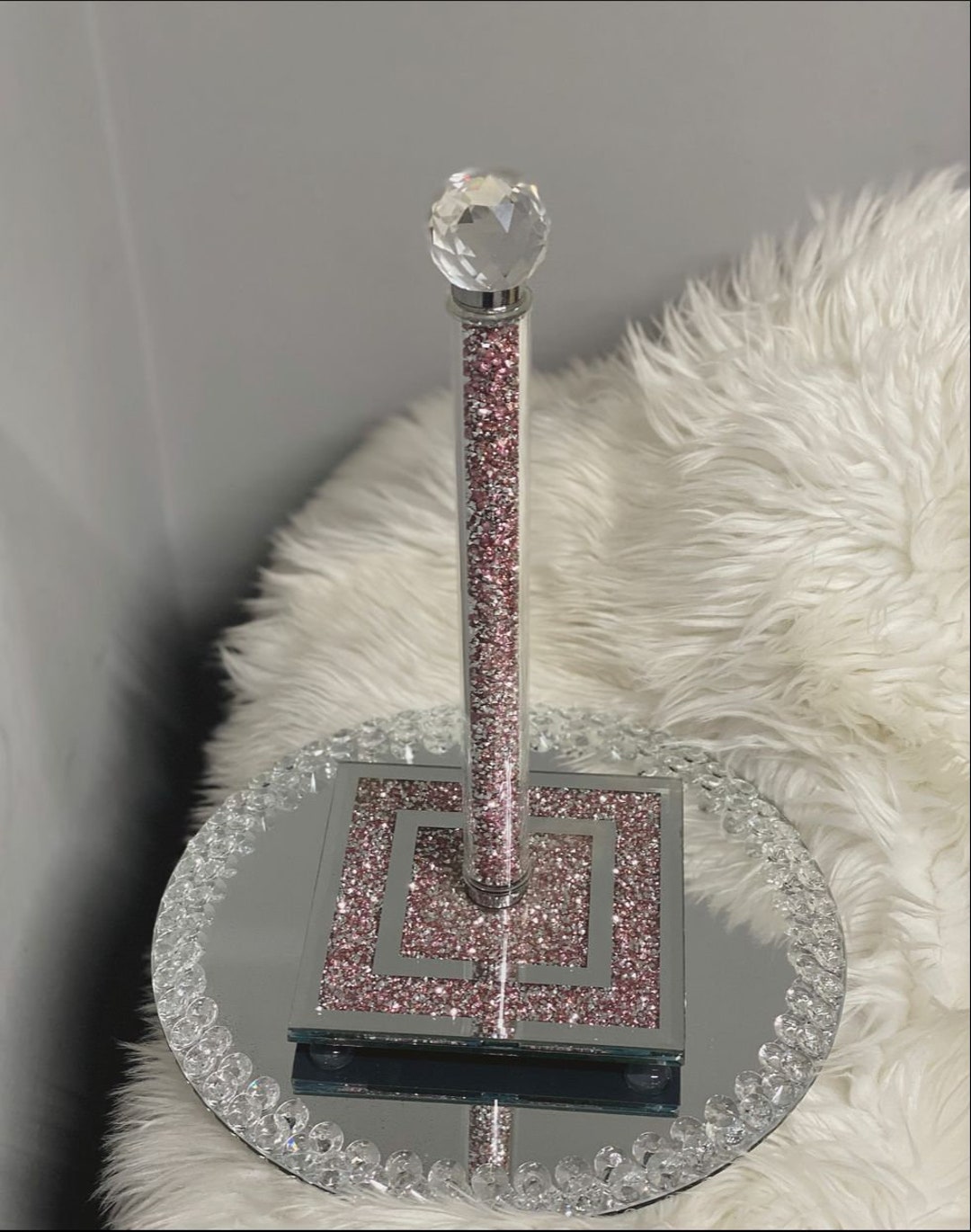 Stainless Steel Paper Towel Holder w/Clear Crystal Top