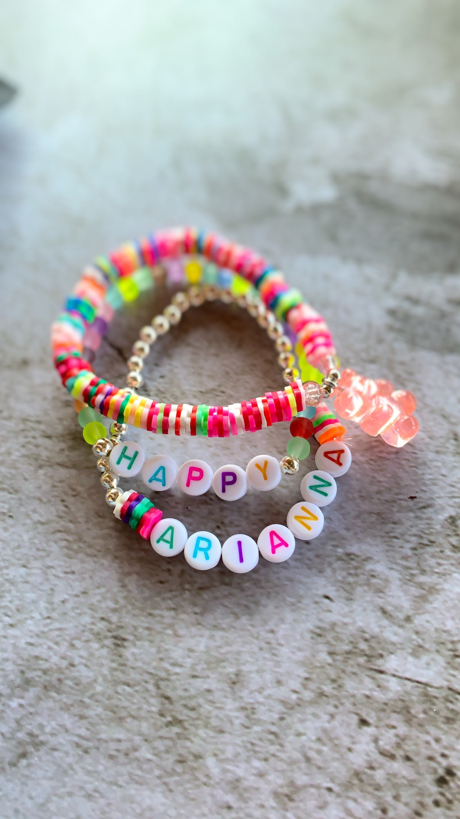 Personalized Gummy Bear bead bracelets | Etsy