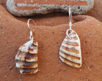 Orecchini con vera conchiglia, argento sterling, gioielli da spiaggia boho