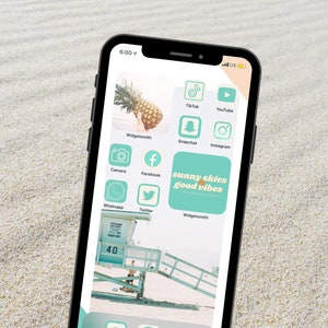 Tropical Aesthetic iOS17 OVER 10+ App Icons, WIDGETS Beach Bundle