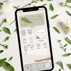 Botanical Minimalist iOS17 OVER 30+ App Icons, WIDGETS Aesthetic