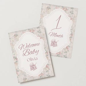 Cartes d'étape personnalisées inspirées des bébés vintage. LIEN MODÈLE.