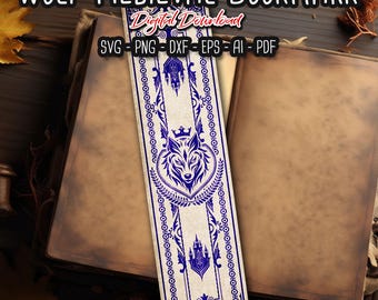 Wolf Medieval Bookmark SVG: Fantasy Bookish Gift (Digital Files)