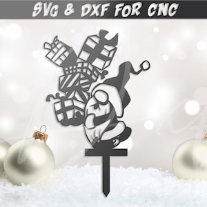 Jeu de père Noël DXF, CNC de Noël, svg de vacances d'hiver, svg de pieu de cour, décor de jardin, fichier DXF pour plasma, vinyle de jet d'eau laser