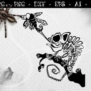 Chameleon Zombie SVG, creepy bug PNG, goth svg, halloween party clipart