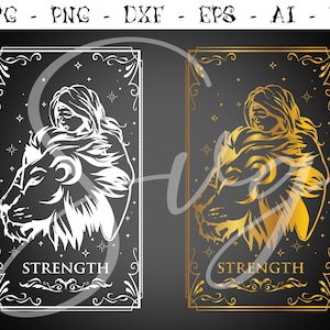 Tarot svg, FUERZA SVG, Adivino svg, místico svg, Major Arcana Deck svg, Astrología svg, Cricut gótico, Cortar archivos
