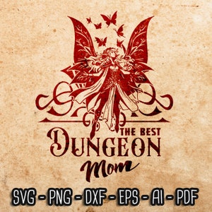 Meilleur Dungeon Mom SVG DM maman clipart, papillon maman png, Fête des Mères, ttrpg svg, DM Gift, D20 jeux rpg, Jeu de rôle Fichiers numériques