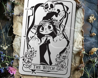Witch Tarot Card SVG: Funny Skeleton Love, Witchy Cut File (Digital Download)