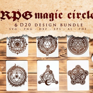 RPG magic circle BUNDLE, D20 svg, RPG Arcane Circle, Polyhedral dice svg, Role Playing Game svg, Dice, Cricut en Silhouette Cut Files