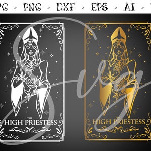 Tarot svg, La suma sacerdotisa SVG, Adivino SVG, místico svg, Major Arcana Deck svg, Astrología svg, Cricut gótico, Cortar archivos