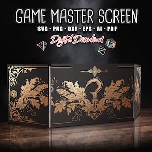 DM Screen SVG 3 paneles Diseño druida, Table Top Gaming pantalla svg, juegos rpg svg, Regalo Game Master, Pantalla para tablero, Descarga instantánea