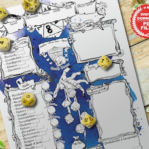 Fichas de Personagem de RPG D&D 5e, D20, Fichas para Imprimir, RPG de Mesa, Ficha de Personagem para Imprimir em PDF, Arquivo Digital