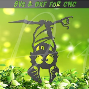 Funny Night Bat tree spike DXF i SVG, ptak na gałęzi svg, znak na podwórku dla ptaków, plik do cięcia laserowego CNC, plik dxf do plazmy, wektor winylowy do strumienia wody