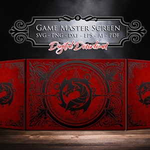 Game Master Screen svg, Table Top Gaming screen Cut File, juegos rpg svg, regalo Game Master, Pantalla para tablero, pantalla DM, Descarga instantánea