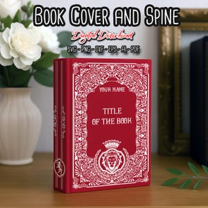 Medieval Lion Book Cover and Spine SVG, Bookbinding Cover Design File, Vinyl Book Cover, Bookish Merch, Book Lover gift, digital files