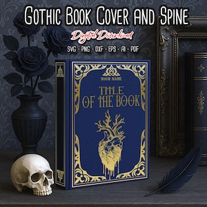 Gothic Book Cover and Spine SVG, Heart Tree of life, Bookbinding Cover Design File, Vinyl Book Cover, Book Lover gift, digital files