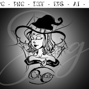 Cáncer Brujo Signo del zodiaco svg, Signos de astrología svg, Símbolos del zodíaco svg, Signos de constelación, Horóscopo, místico svg, Cricut gótico