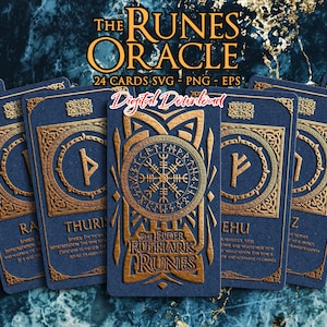Elder Futhark Runes Orakel Karten SVG, nordische Karten, keltische Runen svg, Orakel Deck, Wahrsagerin, Runen mystisch nordisches Alphabet Digitale Dateien