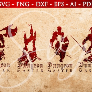 RPG 4 Dungeon Master Bundle svg, juegos de rol, DM svg, Pathfinder Gamer, Juego de rol svg, Cricut y Silhouette Cut Files