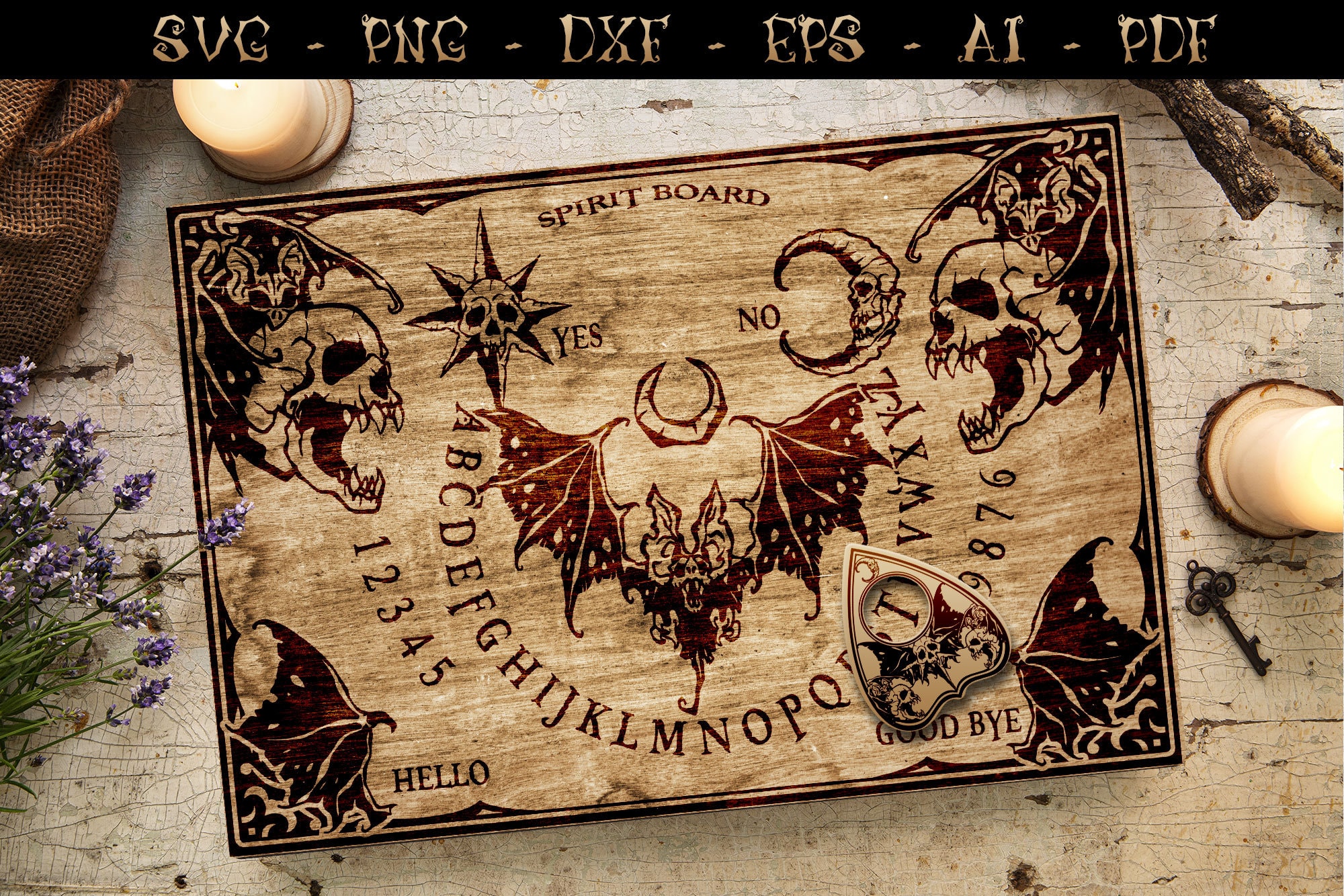 Spirit Board & Planchette Svg Bat Answers Board Game Occult Etsy