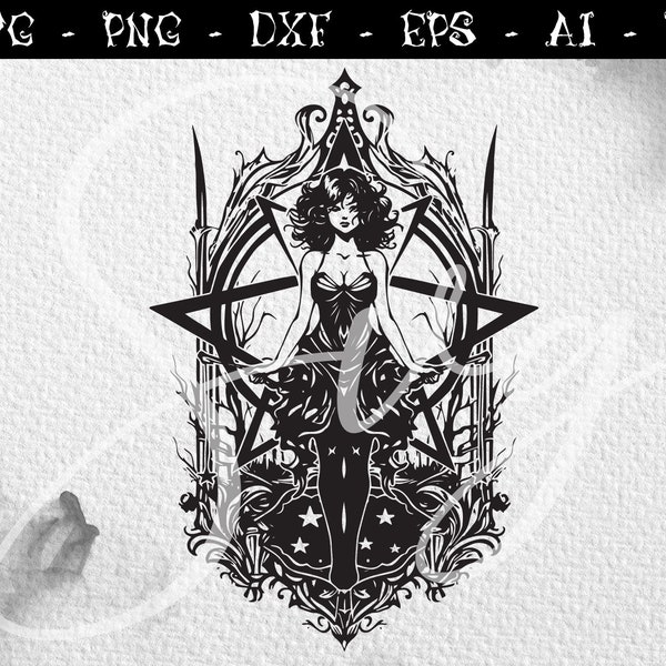 Gothic dancer girl SVG, scary character, dark svg, mystic svg, witch svg, witchcraft svg, Halloween svg, Gothic Cricut, Cut Files