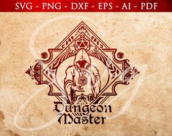 Dungeon Master SVG: RPG Games Emblem, D20 (Digital File)