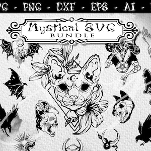 Mystieke svg BUNDEL, 22 Witch Craft svg, Occulte Symbolen Satanische Geest Demonische Hel Duivel Pentagram Magie en Celestial SVG