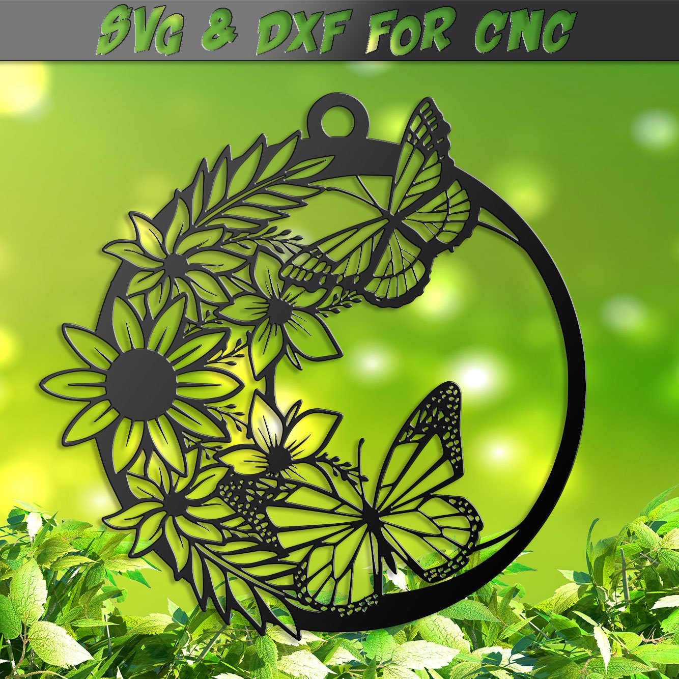 Butterfly Sunflower Suncatcher SVG DXF: CNC Laser Cut Files (Digital Download)