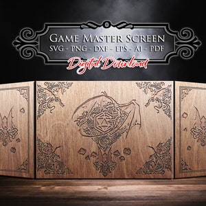 Game Master Screen in formato SVG, Dragon Screen Cut File, giochi rpg in formato SVG, regalo Game Master, Dungeon Master Screen, schermo DM, download istantaneo