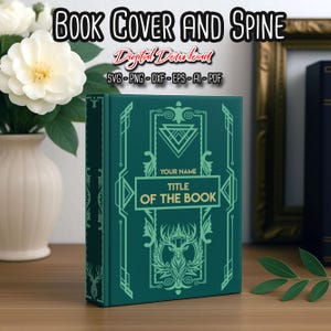Medieval Deer Book Cover and Spine SVG, Bookbinding Cover Design File, Vinyl Book Cover, Bookish Merch, Book Lover gift, digital files