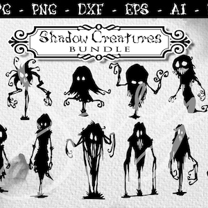 Creature ombra BUNDLE svg, raccapriccianti immagini horror, Gothic svg, Spooky dark creature, Mysterious monsters, Sihouette, halloween party clipart