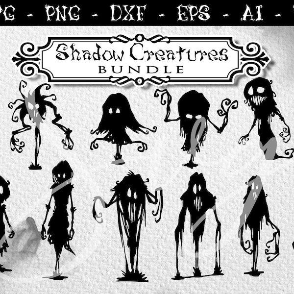 Shadow creatures BUNDLE svg, creepy horror images, Gothic svg, Spooky dark creature, Mysterious monsters, Sihouette, halloween party clipart