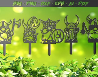 Viking Gnome Garden Stakes SVG: Plasma, Laser, Water Jet, Vinyl Cut Files