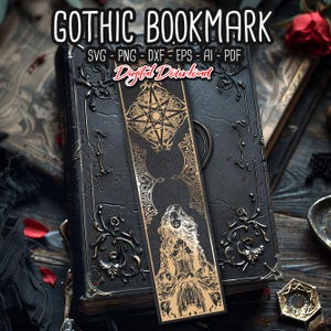 Gothic Lesezeichen SVG, Mädchen mit Kerze Lesezeichen svg, witchy Lesezeichen, gruselige Lesezeichen, Bookish Merch, Buchliebhaber Geschenk, digitale Dateien