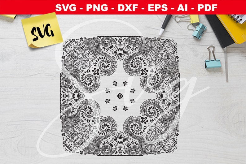 Bandana pattern Ornament svg henna stencil Cricut Instant Etsy
